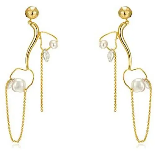 Handpicked Irregular Pearls Dangle Earrings, Pearl Drop Earrings,Pearl Hoop earrings,Stud Earrings,18K Gold Plated Earrings for Women Girls Gifts Jewelry