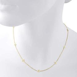 14k Italian Yellow Gold Open Four-Leaf Clover Flower Station Necklace, Adjustable 16''- 18”