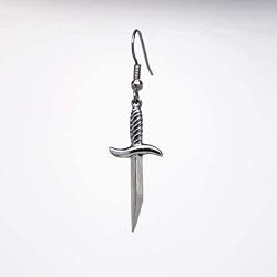 Gothic Dagger Sword Pirate Medieval Renaissance Silver Finish Dangle Earrings