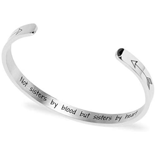 Tiction Bracelet for Women Sisters Jewelry Inspirational Friendship Bracelet Gifts for Women Girls Sister, Personalized Stainless Steel Cuff Bangle Best Friend Bracelet Birthday Christmas Gifts