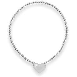 AeraVida Charming Puffy Heart Elastic Sterling Silver Beads Stretch Bracelet