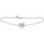 Jewelili Sterling Silver Natural White Round Diamond Accent Butterfly Bracelet, 7.25''
