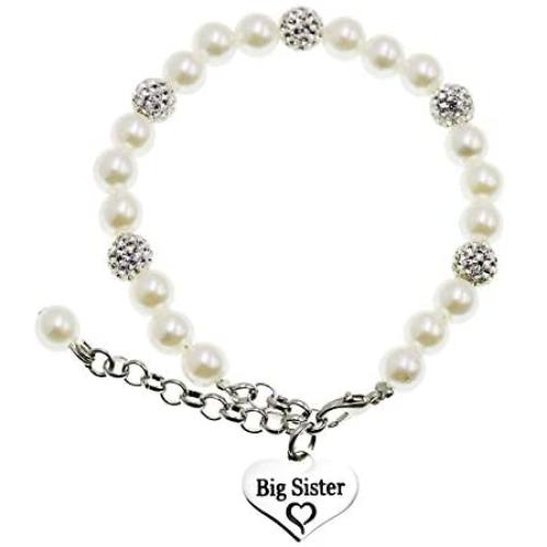 LParkin Sister Bracelets Big Sister Little Sister Middle Sister Bracelet Set Sister Gift Pearl Jewelry