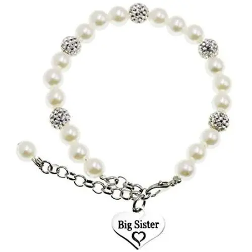LParkin Sister Bracelets Big Sister Little Sister Middle Sister Bracelet Set Sister Gift Pearl Jewelry