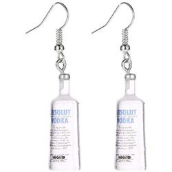Creative Wine Bottle Pendant Hook Drop Dangle Earrings Vodka Bottle Pendant Earrings Jewelry for Women and Girls Party Accessories