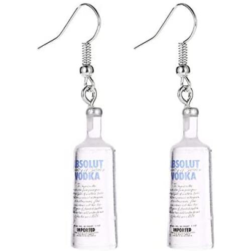 Creative Wine Bottle Pendant Hook Drop Dangle Earrings Vodka Bottle Pendant Earrings Jewelry for Women and Girls Party Accessories