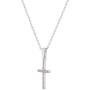 925 Sterling Silver Shiny Prong Set Cubic Zirconia Petite Cross Necklace for Young Girls & Preteens - Classic Tiny CZ Cross Pendant Necklace for Girls - Religious Christian Jewelries for Little Girls