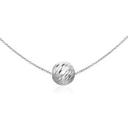 Sea of Ice Sterling Silver Diamond-Cut 10mm Sliding Bead Ball Necklace Pendant Chain Minimalist Jewelry Mothers Day