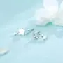CZ Small Moon and Star Charm Dangle Earrings for Women Teen Girls 925 Sterling Silver Hypoallergenic Tiny Glitter Crystal Asymmetrical Drop Dangling Cute Holiday Jewelry