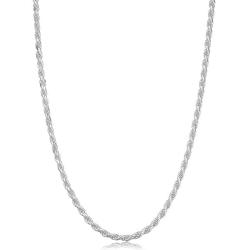 Sterling Silver Diamond Cut Rope Chain Necklace, 1.5MM - 3.5MM Braided Twist Rope Chain Neclace, 925 Sterling Silver Necklace