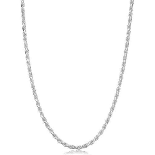 Sterling Silver Diamond Cut Rope Chain Necklace, 1.5MM - 3.5MM Braided Twist Rope Chain Neclace, 925 Sterling Silver Necklace