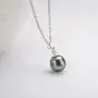 Tahitian Baroque Pearl Pendant Necklace 18K Gold 8-8.5mm South Sea Cultured Black Pearl Necklace with Sterling Silver Chain Gift for Women Wife Mom Girls - White Gold/Rose Gold/Yellow Gold