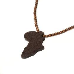 Wooden bead necklace big Pendant