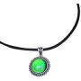 Handmade Mood Stone in Antique Sterling Silver Finish Classic Round Shaped Pendant Magic Color Change Mood Necklace Leather Necklace