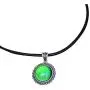 Handmade Mood Stone in Antique Sterling Silver Finish Classic Round Shaped Pendant Magic Color Change Mood Necklace Leather Necklace