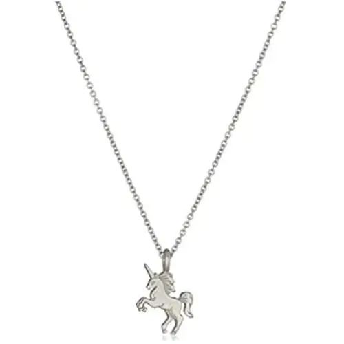 HENGSONG Women Girls Plated Silver Alloy Unicorn Necklace Pendant Charms Chain for Christmas Gift