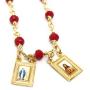 Scapular Gold Plated Necklace for Women''17 Inches'' Red Crystal Beads Chain