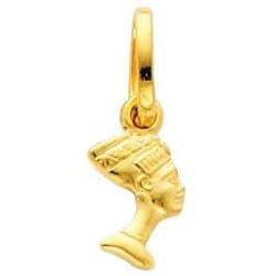 The World Jewelry Center 14k Yellow Gold Queen Nefertiti Pendant with 0.9mm Cable Chain Necklace