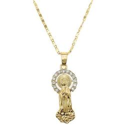 Eralove Crystal Rhinestone Virgin Mary Pendant Necklace Jewelry for Women Men(Gold-01)
