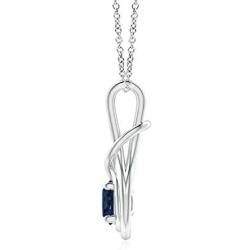 Round Sapphire Solitaire Infinity Knot Pendant Necklace in Silver (4mm Blue Sapphire)