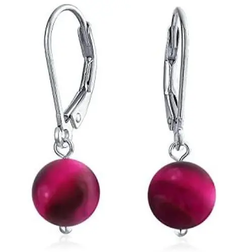 Basic 8MM Gemstone Round Bead Ball Drop Dangle Earrings For Women Teen Leverback Sterling Silver Birthstones More Colors Basic 8MM Gemstone Round Bead Ball Drop Dangle Earrings For Women Teen Leverback Sterling Silver Birthstones More Colors
