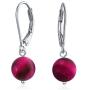 Basic 8MM Gemstone Round Bead Ball Drop Dangle Earrings For Women Teen Leverback Sterling Silver Birthstones More Colors