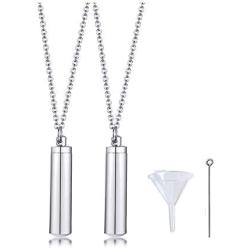 VNOX Pack of 2/3/4/5 -Unisex Customize Memorial Keepsake Stainless Steel Cylinder Cremation Ashes Necklace