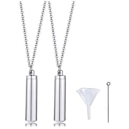 VNOX Pack of 2/3/4/5 -Unisex Customize Memorial Keepsake Stainless Steel Cylinder Cremation Ashes Necklace