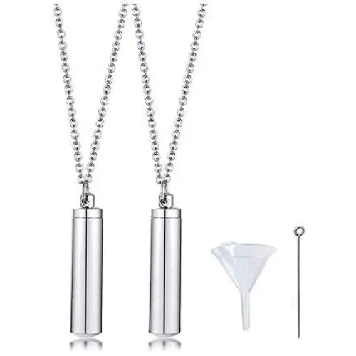 VNOX Pack of 2/3/4/5 -Unisex Customize Memorial Keepsake Stainless Steel Cylinder Cremation Ashes Necklace VNOX Pack of 2/3/4/5 -Unisex Customize Memorial Keepsake Stainless Steel Cylinder Cremation Ashes Necklace