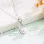 Cat Eye Jewels 8mm Pearl Necklace Earrings Set Dangle Stud 925 Sterling Silver Cubic Zircona Weeding Jewelry for Brides and Bridesmaids