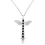 Heartfelt Angel Wings with Black Rhinestones Cremation Jewelry Necklace Urn Memorial Keepsake Pendant for Ashes with Funnel Fill Kit