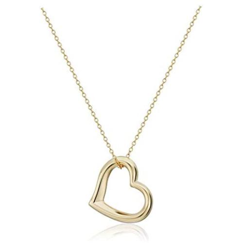 18k Yellow Gold Plated Sterling Silver Open Heart Pendant Necklace, 18''