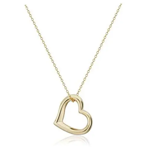 18k Yellow Gold Plated Sterling Silver Open Heart Pendant Necklace, 18'' 18k Yellow Gold Plated Sterling Silver Open Heart Pendant Necklace, 18''