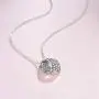 FANCIME Rose/White Gold Plated Cubic Zirconia Necklace Halo Simulated Diamond/Created Blue Sapphire Elegant Jewelry for Women Girls Mother