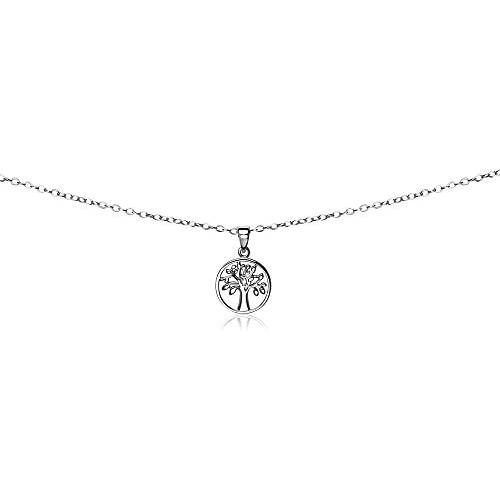 GemStar USA Sterling Silver Polished Tree of Life Dainty Choker Necklace