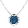 December Birthstone - Bezel-Set Round London Blue Topaz Solitaire Pendant Necklace in Silver (6mm London Blue Topaz)