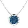 December Birthstone - Bezel-Set Round London Blue Topaz Solitaire Pendant Necklace in Silver (6mm London Blue Topaz) December Birthstone - Bezel-Set Round London Blue Topaz Solitaire Pendant Necklace in Silver (6mm London Blue Topaz)