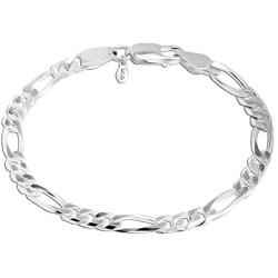 LeCalla Links Sterling Silver Jewelry 5 MM Figaro Chain Bracelet for Teen Women and Men (7, 7.5, 8, 8.5, 9 Inches)