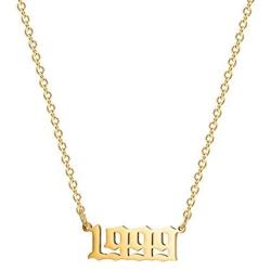 18K Gold Plated Stainless Steel Year Necklace Birthday Year Number Necklace Anniversary Memorable Jewelry for Women Girls