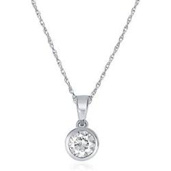 La Joya 1/4-1 Carat Total Weight (cttw) Certified Lab Grown Diamond Pendant Necklace - Solid 14k White Or Yellow Gold Bezel Setting With Adjustable Chain - GH Color And VS/SI Clarity Up Diamonds