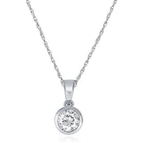 La Joya 1/4-1 Carat Total Weight (cttw) Certified Lab Grown Diamond Pendant Necklace - Solid 14k White Or Yellow Gold Bezel Setting With Adjustable Chain - GH Color And VS/SI Clarity Up Diamonds