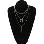 Dresbe Boho Layered Necklace Gold Moon Pendant Necklaces Beaded Choker Crystal Y Neck Chain Beach Jewelry Accessories for Women and Girls