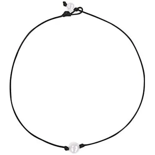 Liumart Single Pearl Choker Necklace on Genuine Leather Cord Handmade Jewelry Gift Liumart Single Pearl Choker Necklace on Genuine Leather Cord Handmade Jewelry Gift