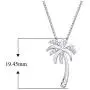 10k Gold or Sterling Silver Round Diamond Box Chain Palm Tree Pendant (1/10 cttw, J-K Color, SI2-I1 Clarity)