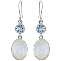 YoTreasure Moonstone Blue Topaz 925 Sterling Silver Dangle Earrings Jewelry