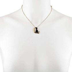 Lux Accessories Burnished Gold Tone Black Cat Crescent Moon Pendant Necklace