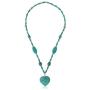 Gem Stone King 24 Inch Simulated Turquoise Howlite Necklace for Women with Heart Shape Pendant and Earring Set