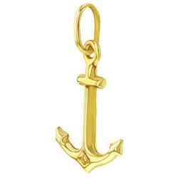 14k Yellow Gold High Polished Sailor Anchor Nautical Boat Ship Charm Pendant