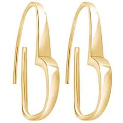 Open Heart Dangle Earrings in 14k Gold Plated 925 Sterling Silver For Women