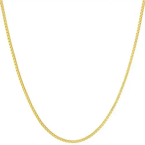 Lifetime Jewelry 1.4mm Box Chain Necklace for Women and Men 24k Real Gold Plated